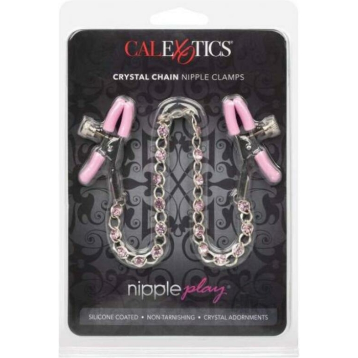 Nipple Play Crystal Chain Clamps Pink - Image 1