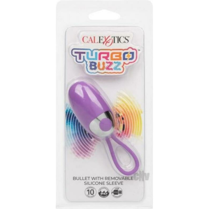 Turbo Buzz Bullet Stimulator W/removable Silicone Sleeve - Purple - Image 1