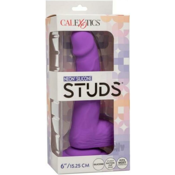 Silicone Studs Neon 6" Dildo - Purple - Image 1