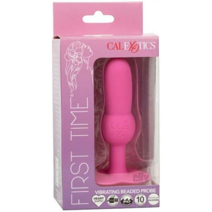 First Time Vibrating Beaded Anal Probe - Pink - Image 1
