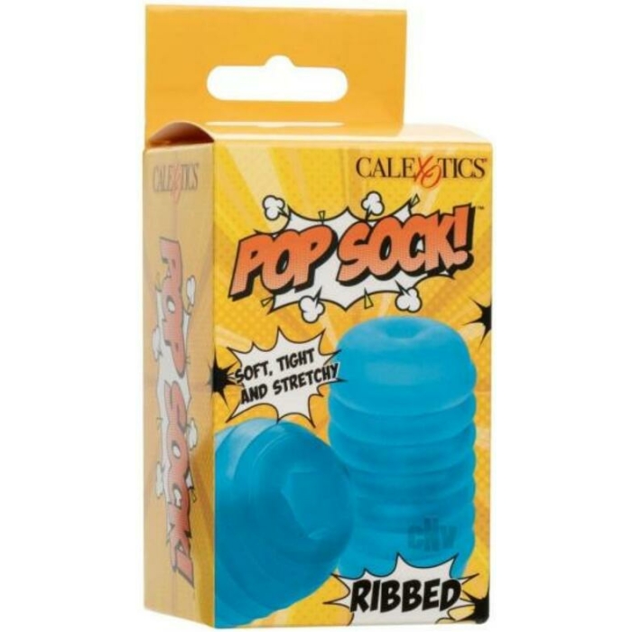 Pop Sock Ribbed Masturbator - Blue - Image 1