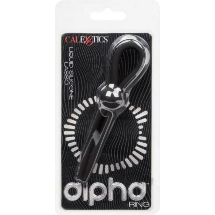 Alpha Liquid Silicone Lasso Cock Ring - Black - Image 1