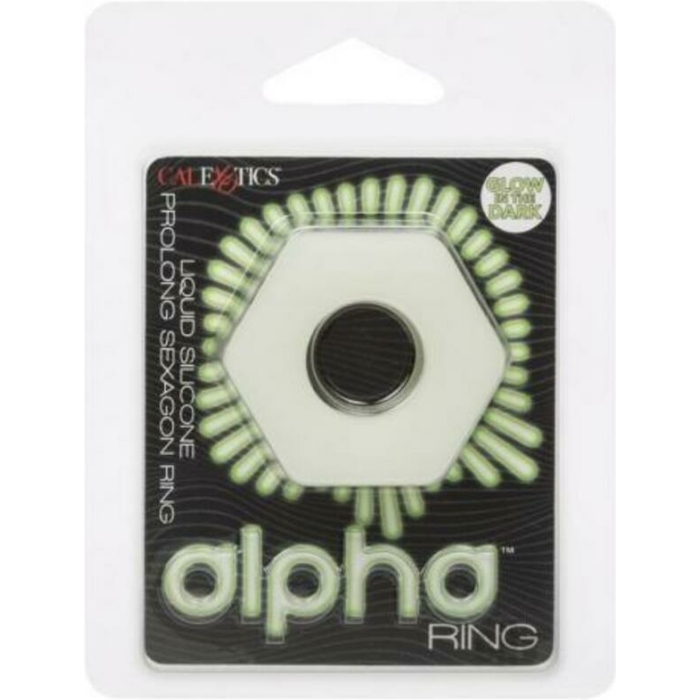 Alpha Liquid Silicone Glow In The Dark Prolong Sexagon Ring - Image 1