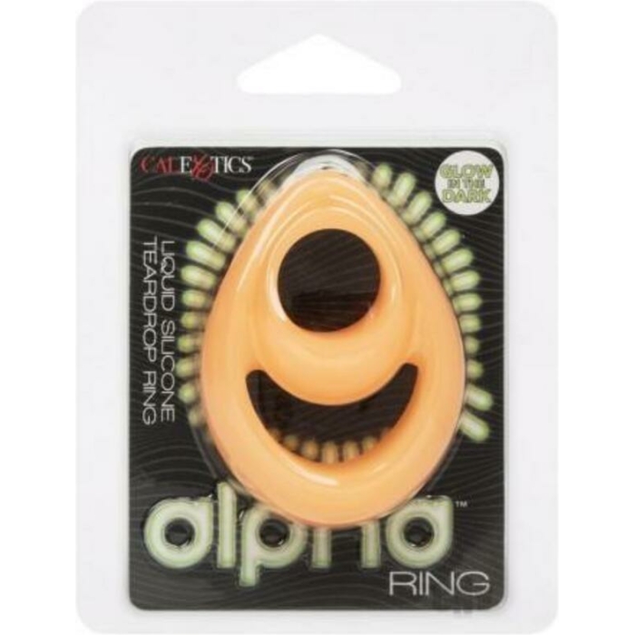 Alpha Liquid Silicone Glow In The Dark Teardrop Cock Ring - Image 1