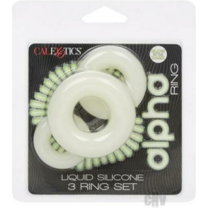 Alpha Liquid Silicone Glow In The Dark Cock Ring - Set Of 3 - Image 1