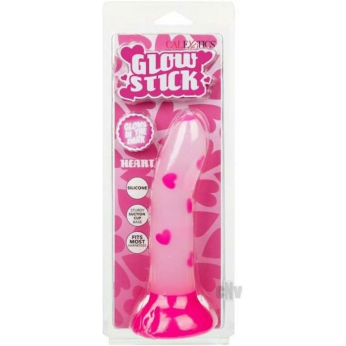 Glow Stick Heart Suction Cup Glow-in-the-dark Dildo - Pink - Image 1