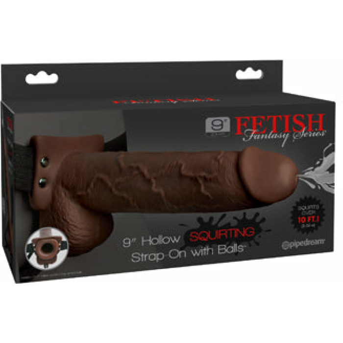 Fetish Fantasy Series 9 Hollow Squirting Strap On w/Balls - Brown - Image 1