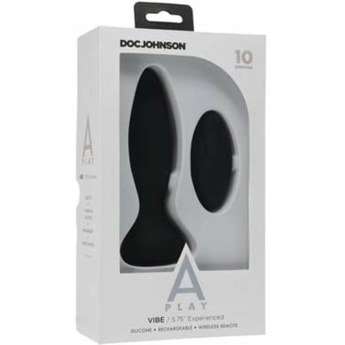 A Play Rechargeable Silicone Experienced Anal Plug w/Remote - Black - Image 1
