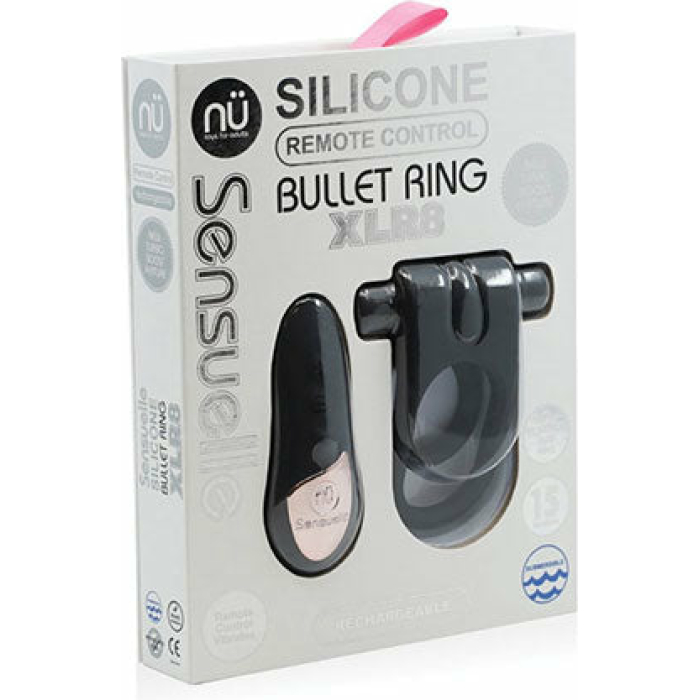 Sensuelle Silic Remote Bullet Ring Blk - Image 1