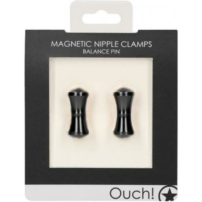 Ouch Magnetic Nipple Clamps - Balance Pin - Black - Image 1