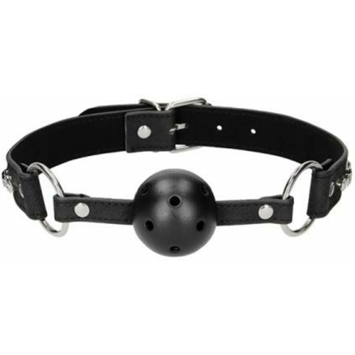 Ouch Diamond Studded Breathable Ball Gag With Straps - Black - Image 1