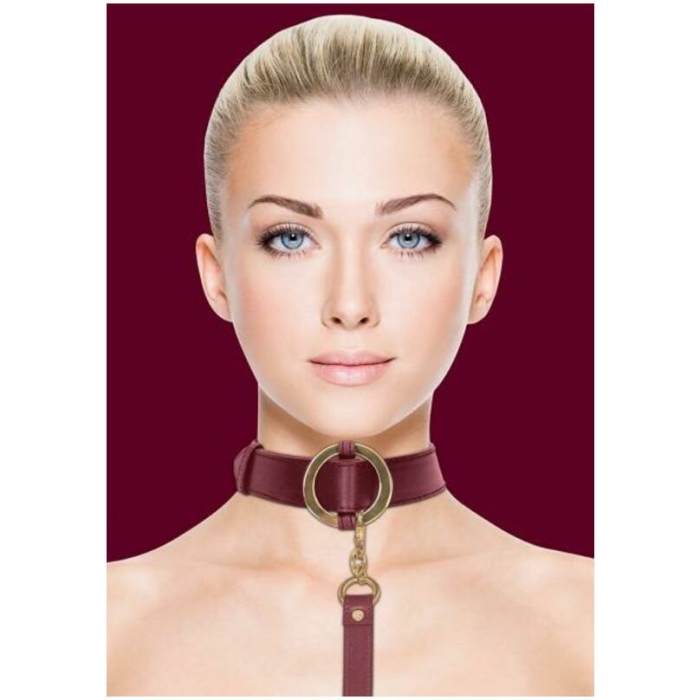 Ouch Halo Collar With Leash Burgundy - Image 1