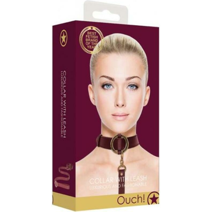 Ouch Halo Collar With Leash Burgundy - Image 2