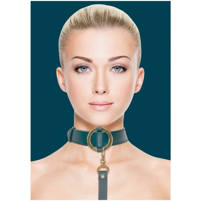 Ouch Halo Collar With Leash Green - Image 1