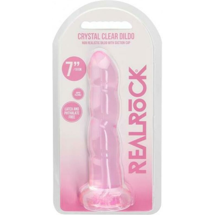 Shots Realrock Crystal Clear Non Realistic 7" Dildo  - Pink - Image 2
