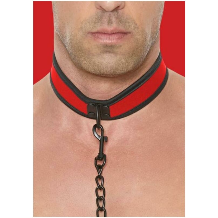Ouch Neoprene Collar W/leash Red - Image 1