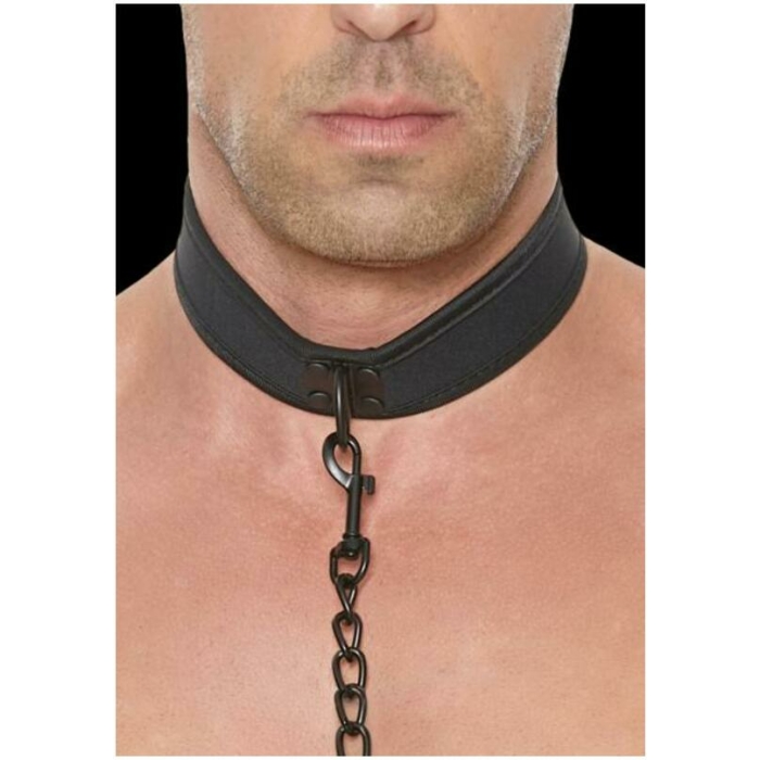 Ouch Neoprene Collar W/leash Black - Image 1