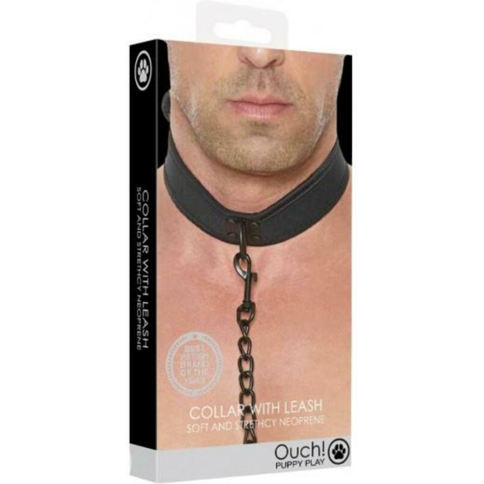 Ouch Neoprene Collar W/leash Black - Image 2