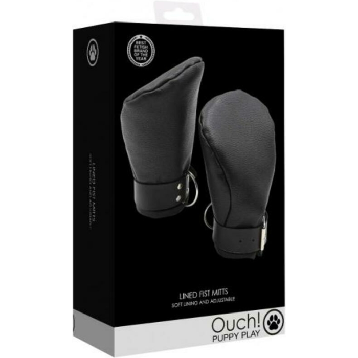 Puppy Play Neoprene Lined Fist Mitts Black - Image 2