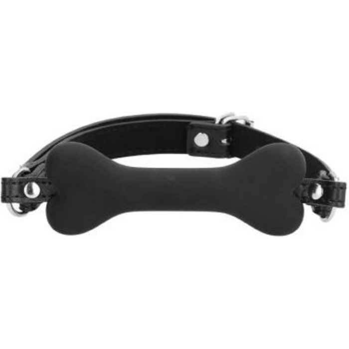 Shots Ouch Puppy Play Silicone Bone Gag - Black - Image 1