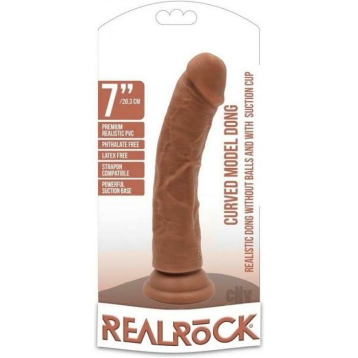 Realrock Curved Dildo 7 Tan - Image 1