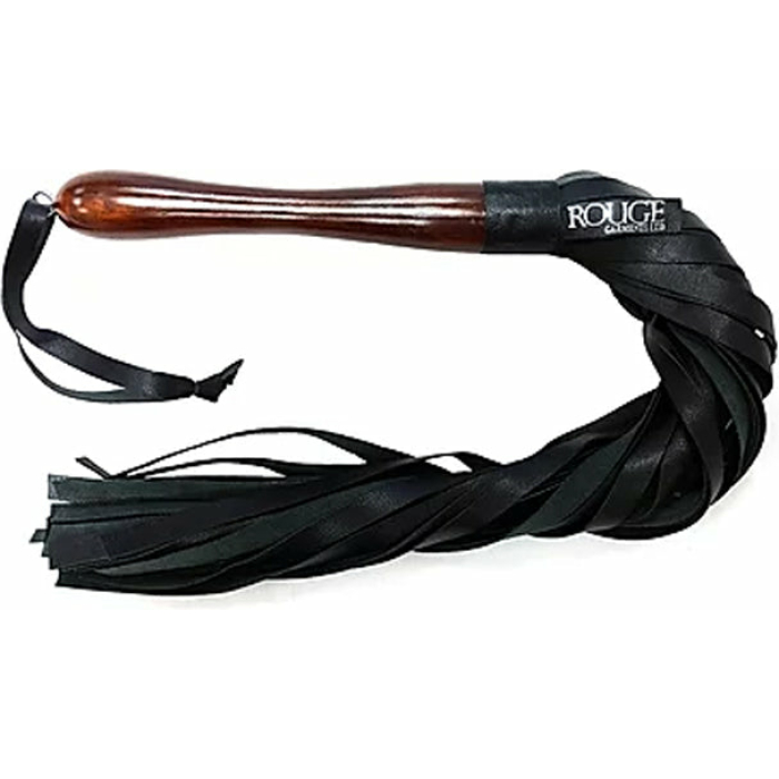 Rouge Leather Wooden Handle Flogger Black - Image 1
