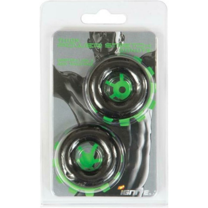 Thick Power Stretch Donuts Black 2 Pack Rings - Image 1
