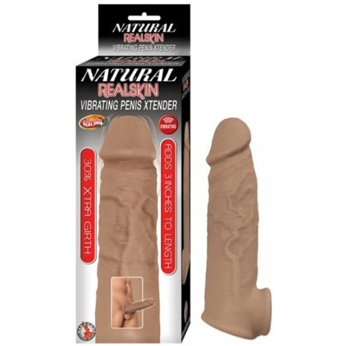 Natural Realskin Vibrating Penis Xtender - Brown - Image 1