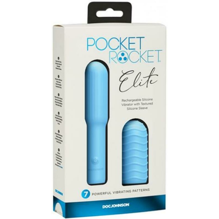 Pocket Rocket Elite Rechargeable Bullet With Removable Sleeve Sky Blue - Image 1