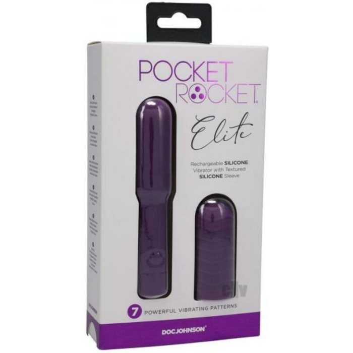 Pocket Rocket Elite Rechargeable Bullet With Removable Sleeve Purple - Image 1