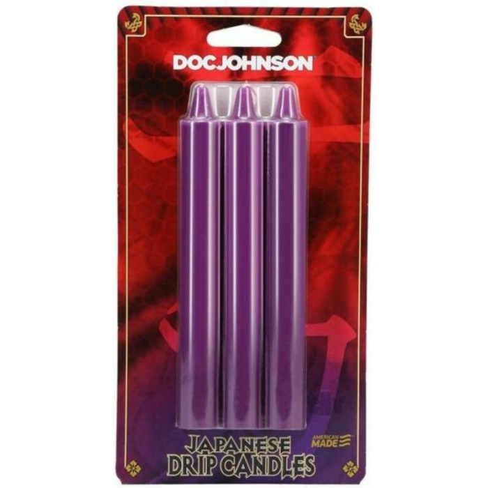 Japanese Drip Candles 3pk Purple - Image 1