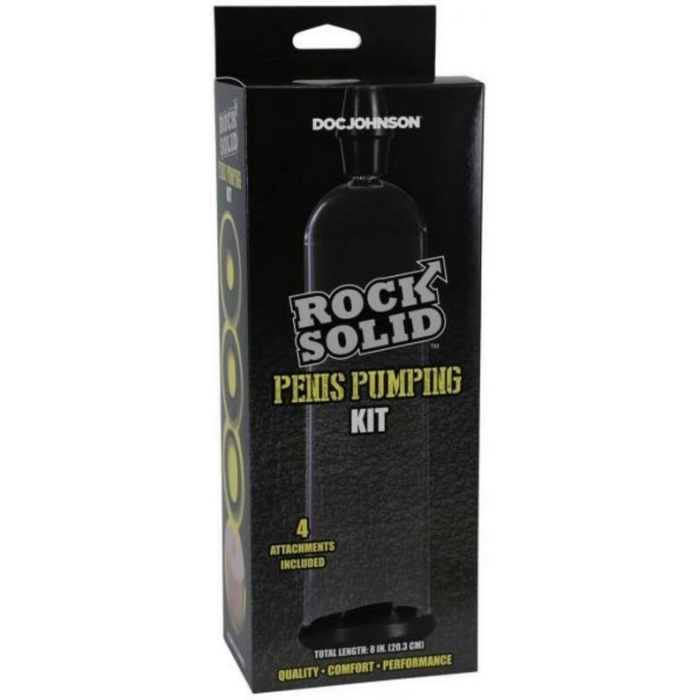 Rock Solid Penis Pumping Kit With 4 Attachments Black/clear - Image 1