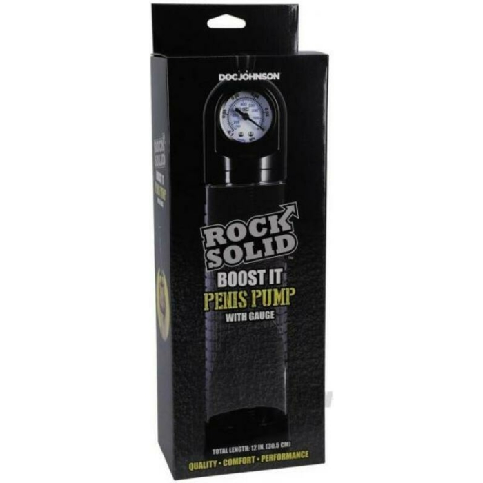 Rock Solid Boost It Penis Pump With Gauge Black/clear - Image 1