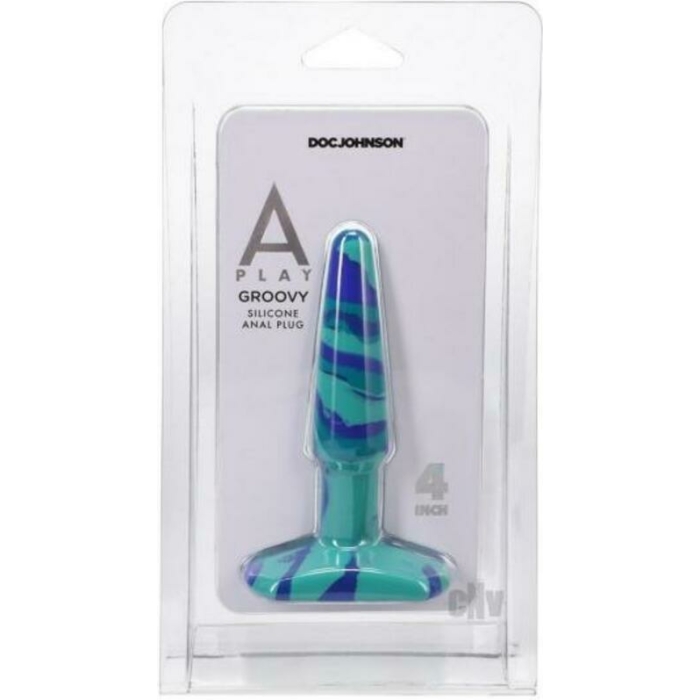 A-play Groovy 4 In. Silicone Anal Plug Ocean - Image 1