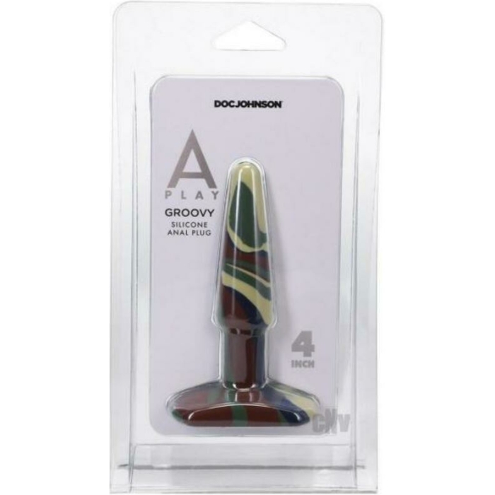 A-play Groovy 4 In. Silicone Anal Plug Camouflage - Image 1