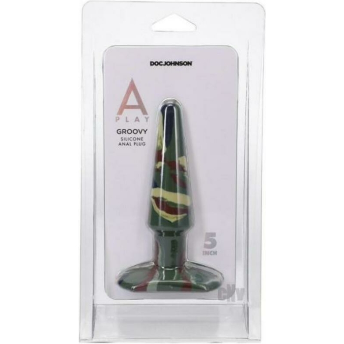 A-play Groovy 5 In. Silicone Anal Plug Camouflage - Image 1