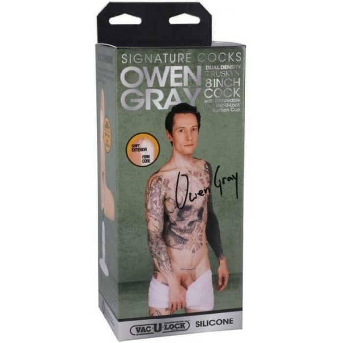 Signature Cocks Owen Gray 8 In. Dual Density Silicone Dildo With Removable Vac-u-lock Suction Cup Be - Image 1
