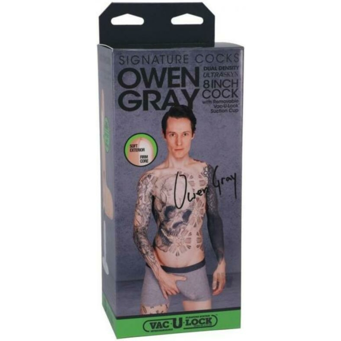 Signature Cocks Owen Gray Ultraskyn 8 In. Dual Density Dildo With Removable Vac-u-lock Suction Cup B - Image 1
