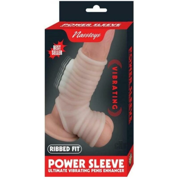 Vibrating Power Sleeve Ribbed Fit Wht - Image 1