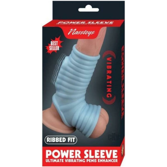 Vibrating Power Sleeve Ribbed Fit Blu - Image 1