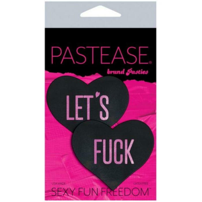 Pastease Let's F*ck Hearts Black O/S Pasties - Image 2