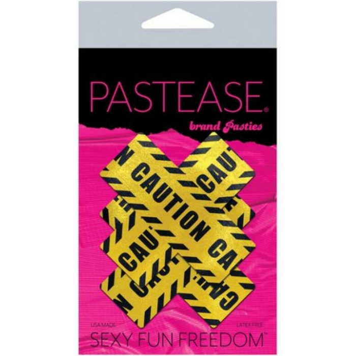 Pastease Caution Cross X Black Yellow Pasties O/S - Image 2
