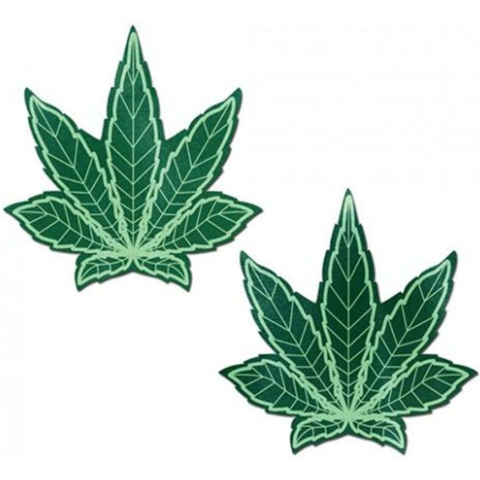 Pastease Marijuana Leaf Pasties Green O/S - Image 1