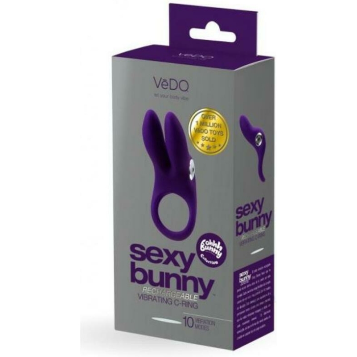 Vedo Sexy Bunny Rechargeable Ring - Deep Purple - Image 1