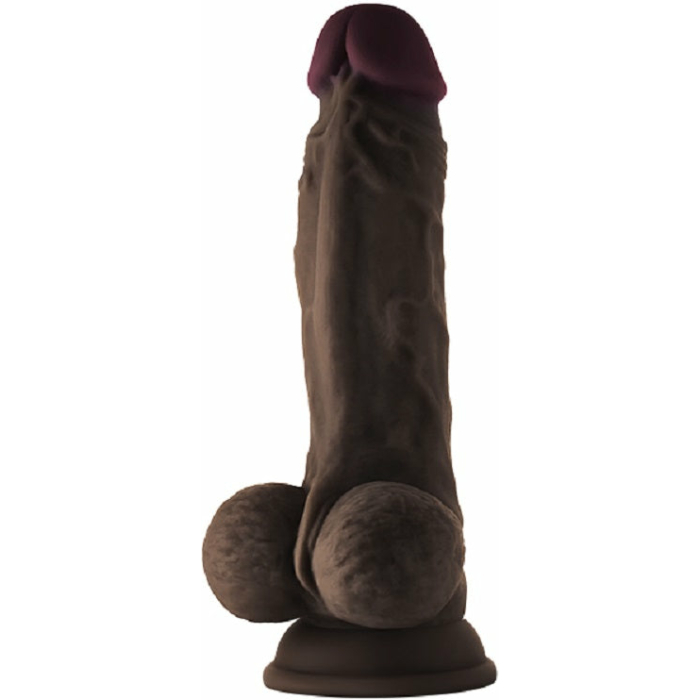 Shaft Model A Liquid Silicone Dong With Balls 7.5 In. Mahogany - Image 1