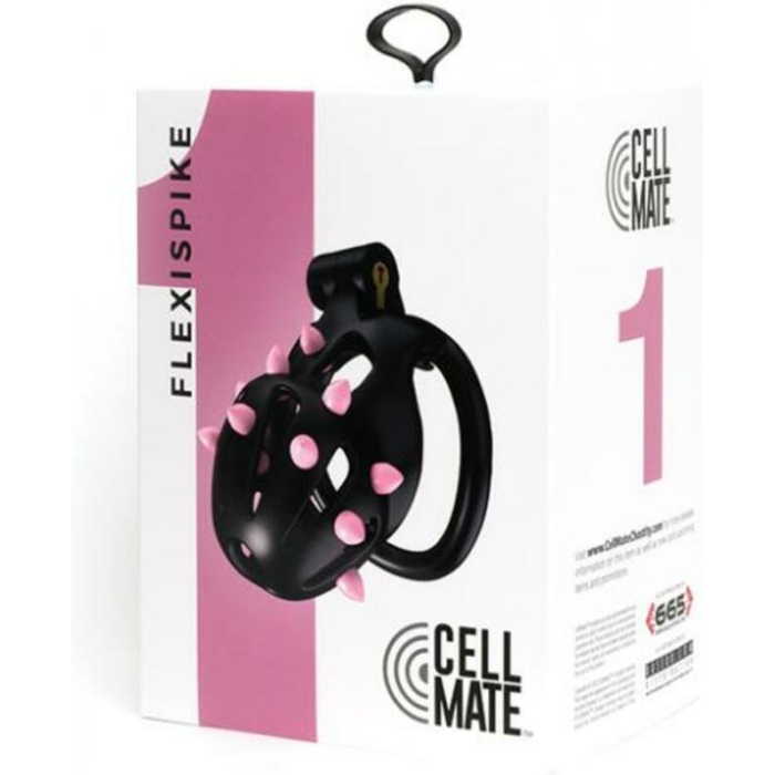 Sport Fucker Cellmate Flexispike Chastity Cage - Size 1 Black/pink - Image 1