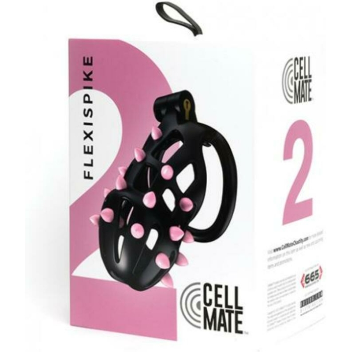 Sport Fucker Cellmate Flexispike Chastity Cage - Size 2 Black/pink - Image 1