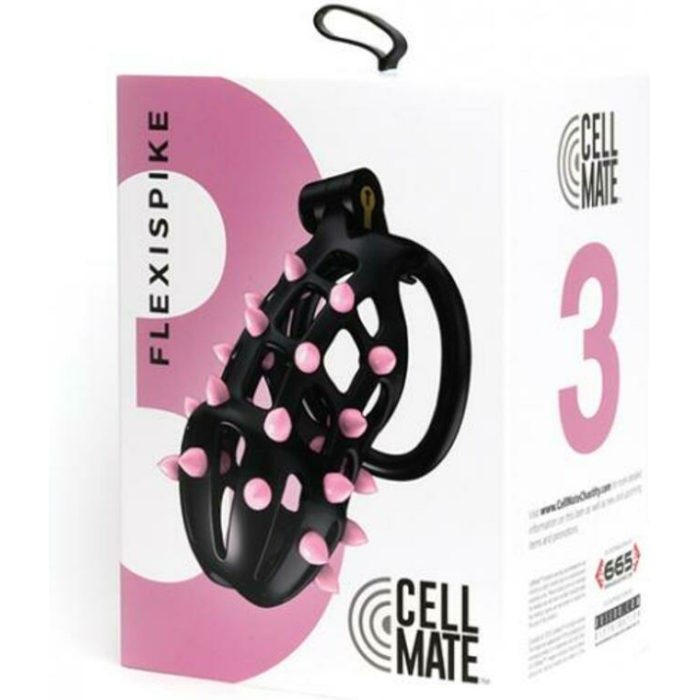 Sport Fucker Cellmate Flexispike Chastity Cage - Size 3 Black/pink - Image 1
