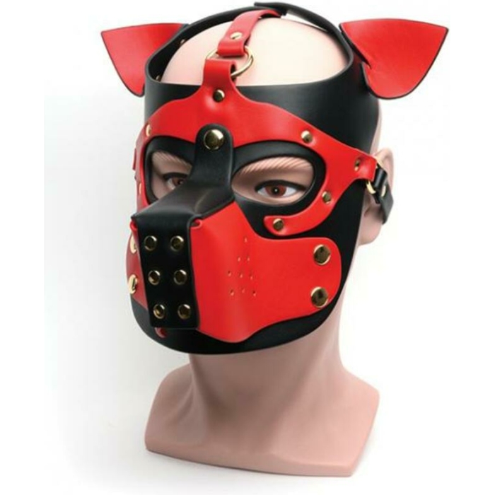 665 Bondage Pup Hood - O/s Black/red - Image 1