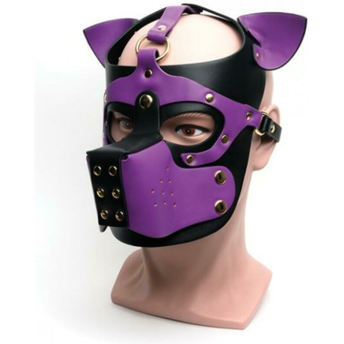 665 Bondage Pup Hood - O/s Black/purple - Image 1